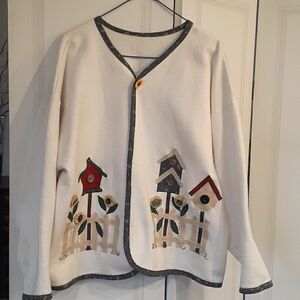 Hand made spring summer jacket out of a white sweatshirt.